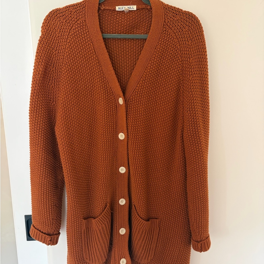 Alex Mill Rust Chunky Knit Button-Front Cardigan